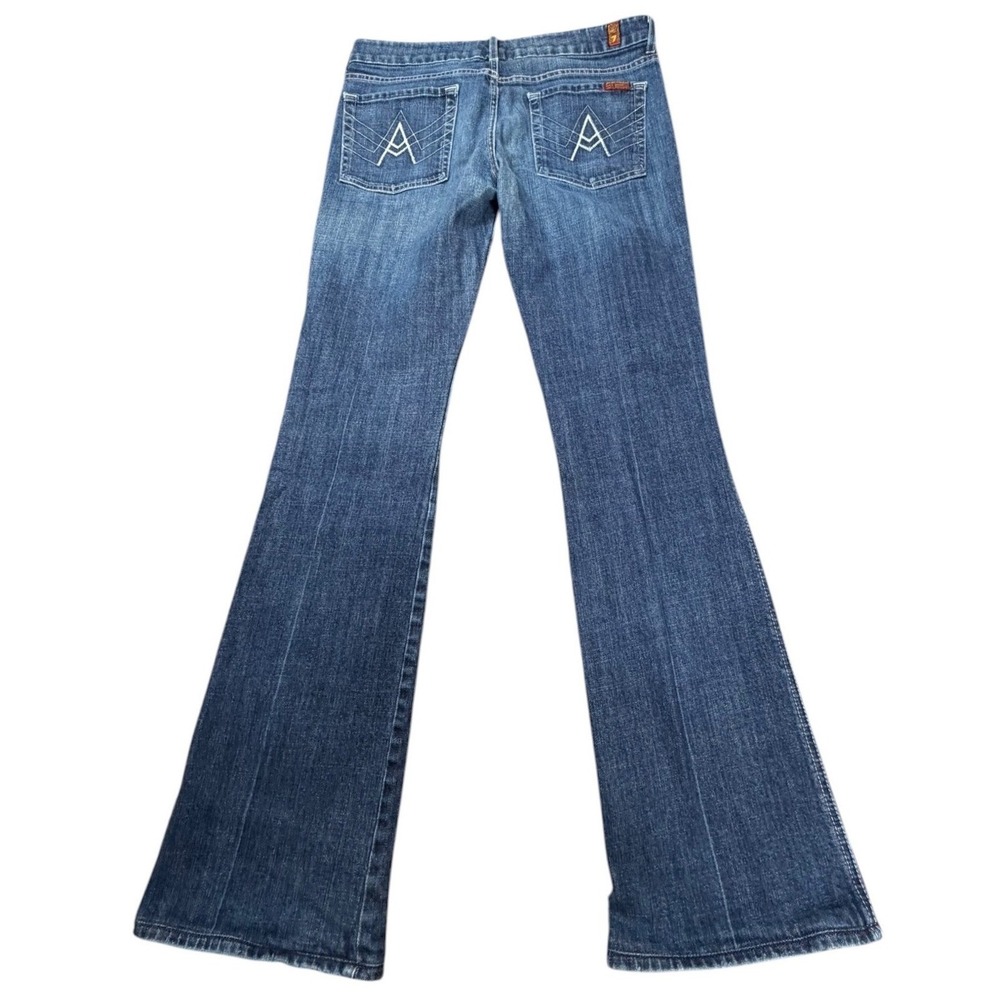 7 For All Mankind A Pocket Flare Jeans Dark Wash Low Rise Stretch Womens 32 - Picture 3 of 10